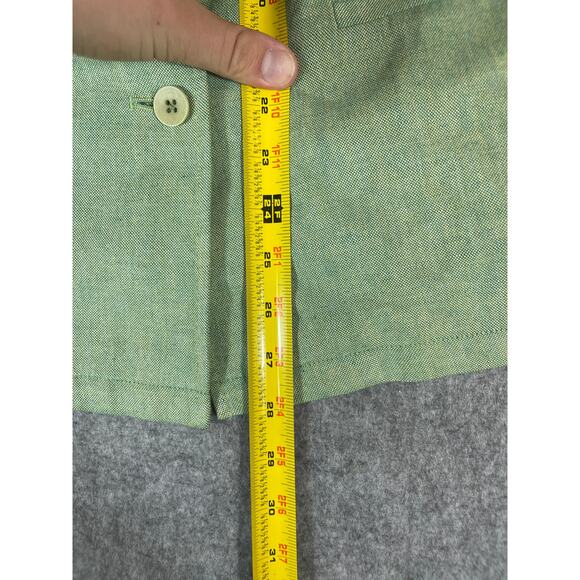 Vintage Land's End Linen Coats Jacket Womens 10 Green Button Up Casual Preppy - Picture 5 of 5